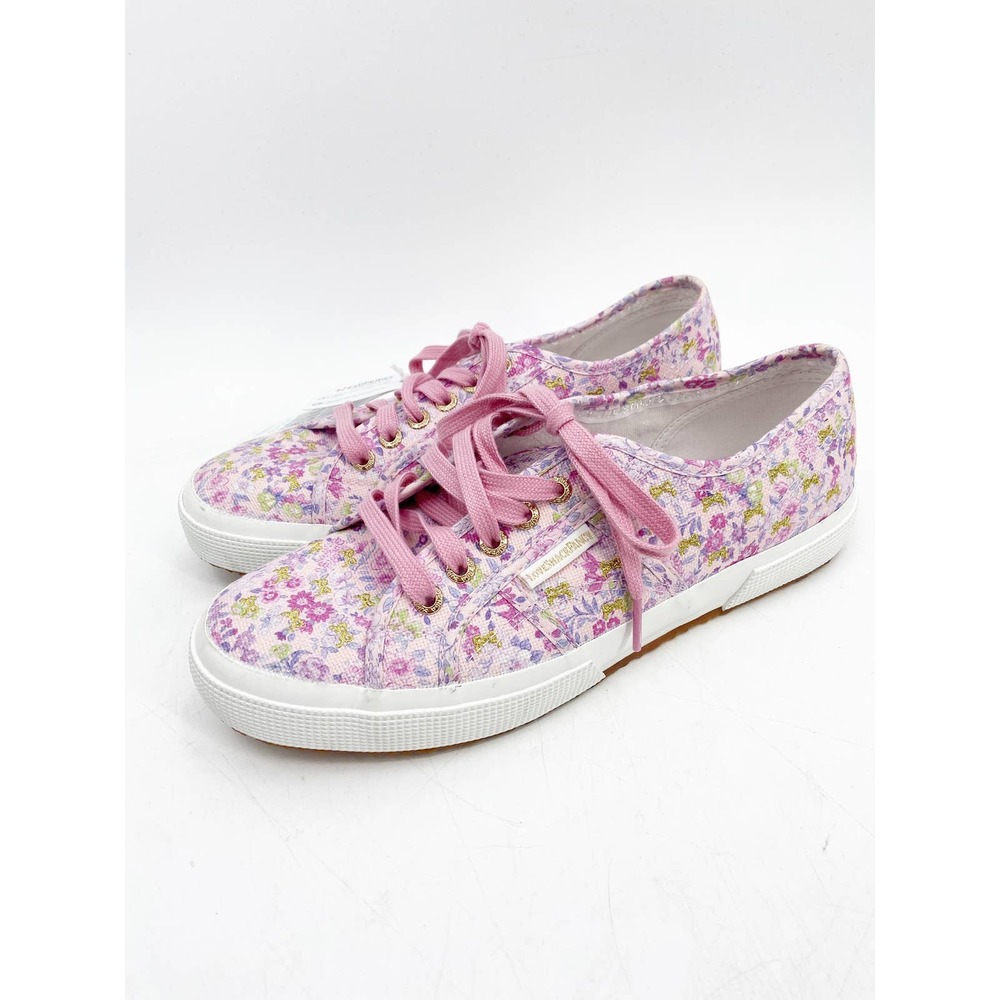 Superga x LoveShackFancy Pink Floral Print Low Top Lace Up Sneakers Size 7.5 NWT